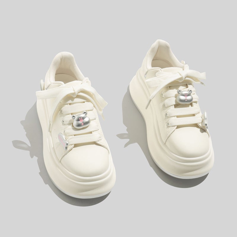 Classic White Shoes Thick-Soled Women'S Shoes 2025 Spring And Lightweight Sports Shoes Mcqueen Casual Shoes Korean Style Shoes - Image 2